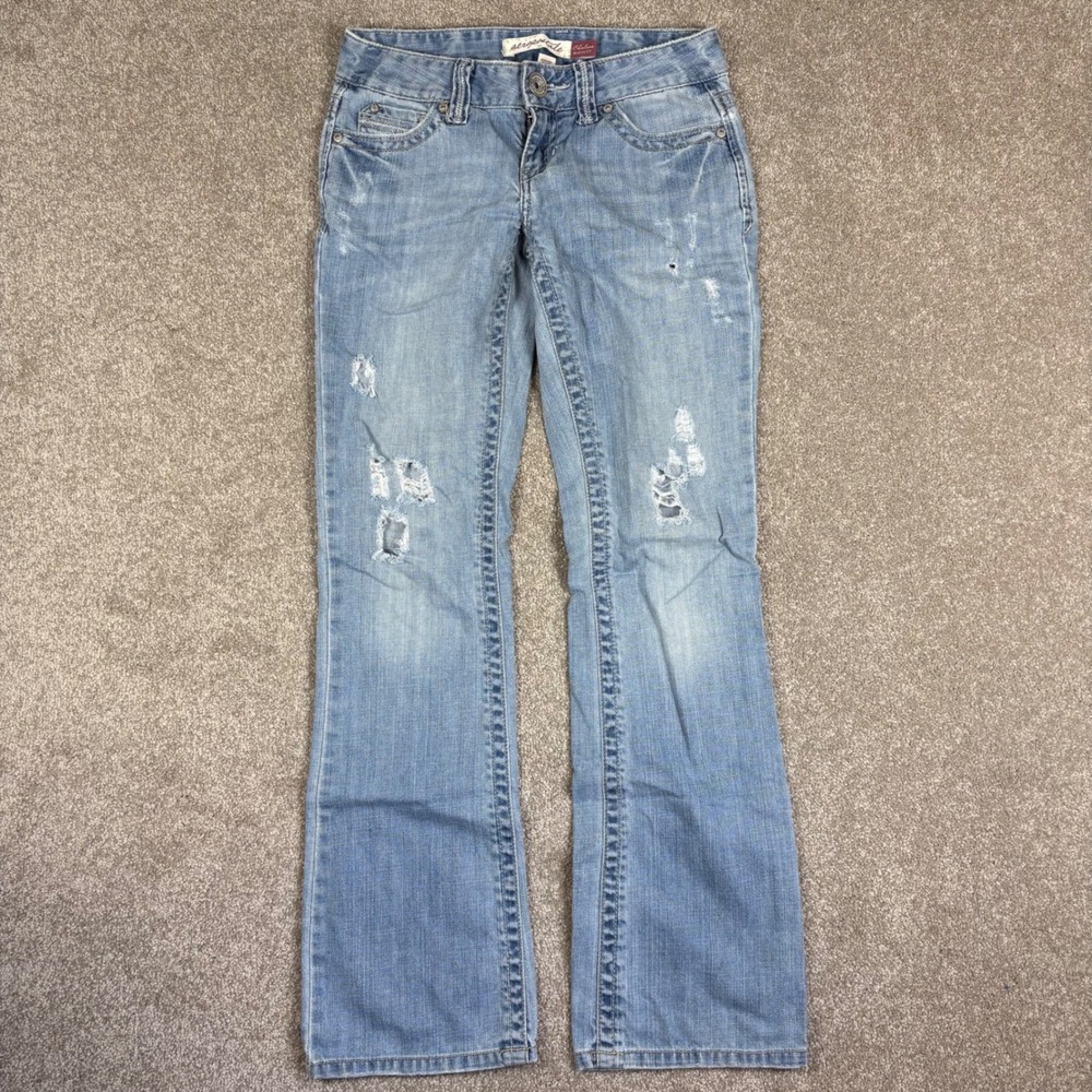 Aeropostale Chelsea Bootcut Jeans Light Wash Distressed Low Rise 1/2 Regular